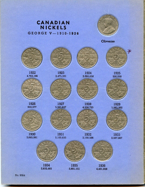 Canadian Canada Nickel Collection 1922 to date Whitman 47 Coin Set w/ 1925 JN735