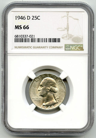 1946-D Washington Silver Quarter NGC MS66 Certified - Denver Mint - G63