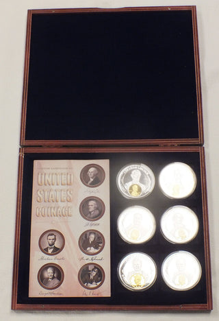 Famous Americans United States Coinage 6 Piece Medal Set & Display Case -DM565