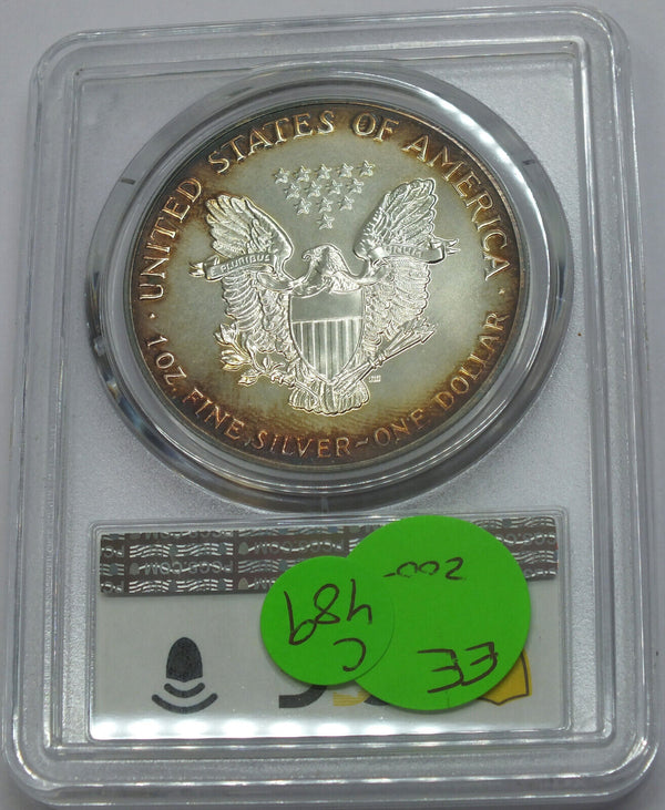 1989 American Eagle 1 oz Silver Dollar PCGS MS67 Toning Toned - C489