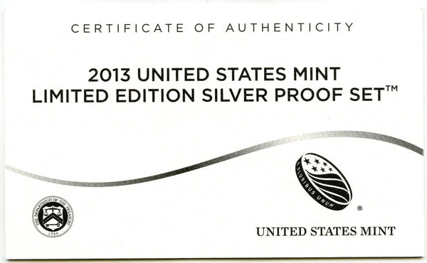 2013 Limited Edition Silver Proof Coin Set United States Mint OGP Eagle - G87
