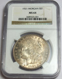 1921 Morgan Silver Dollar NGC MS64 Toning Toned - Philadelphia Mint - CA681