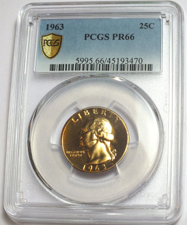 1963 Washington Proof Silver Quarter PCGS PR66 Certified - Toning Toned - CC447
