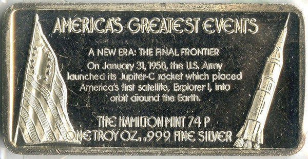First U.S. Satellite 999 Silver 1 oz Bar Art Bar Americas Greatest Events- DM266