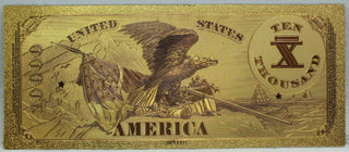 1878 $10,000 Legal Tender Novelty 24K Gold Foil Plated Note Bill 6