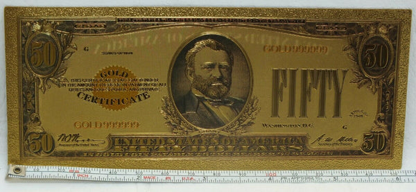 1928 $50 Gold Certificate Novelty 24K Gold Foil Plated Note Bill 6
