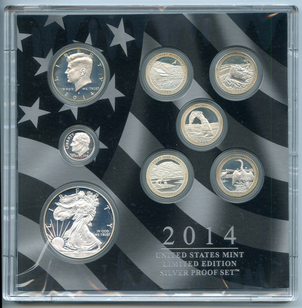 2014 Limited Edition Silver Proof Coin Set United States Mint OGP Eagle - BT968