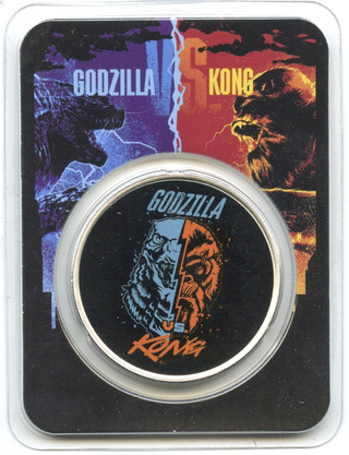 2021 Godzilla vs Kong 999 Silver 1 oz $2 Coin Niue TEP Colored Colorized - B267
