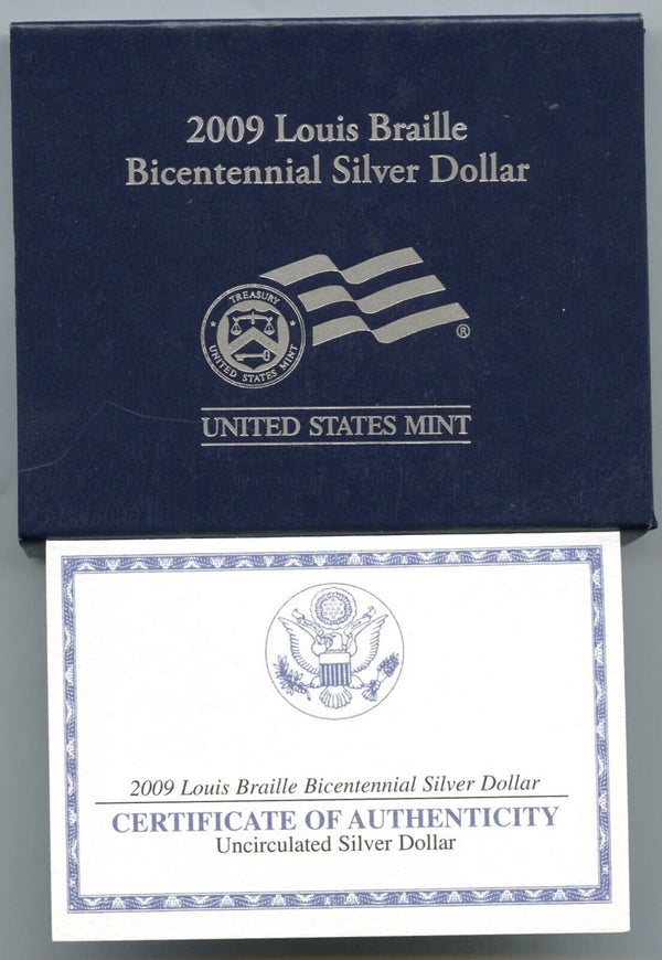 2009 Louis Braille Silver Dollar $1 United States Mint Commemorative Coin H176