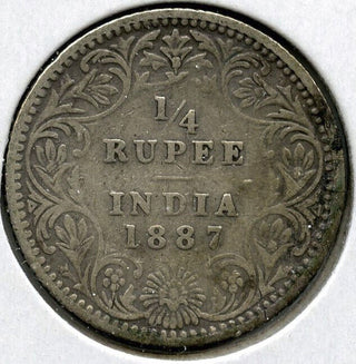 1887 India Coin 1/4 Rupee - Empress Victoria - G359