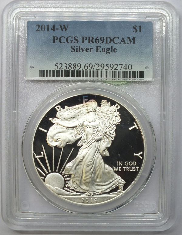 2014-W American Eagle 1 oz Proof Silver Dollar PCGS PR69 DCAM West Point - G328