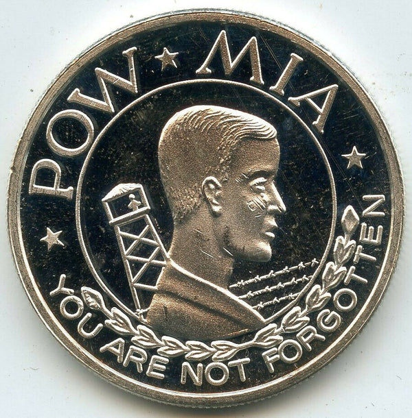 POW-MIA Soldiers 999 Silver 1 oz Art Medal Round Not Forgotten Veterans - BX917