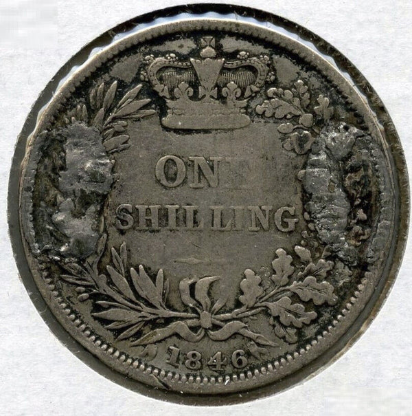 1846 Great Britain Silver Coin Shilling - Queen Victoria - E215