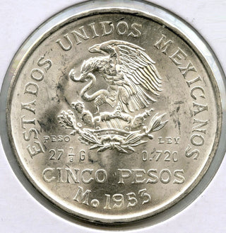 1953 Mexico Coin 5 Cinco Pesos - Year of Hidalgo - Estados Unidos Mexicanos B509