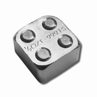 Building Block Bar 999 Fine Silver 1/2 oz Troy - Half Ounce 2x2 Stackable JN899