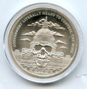 2018 Government Mind Control 999 Silver 1 oz Medal Shield Round Skull JM332