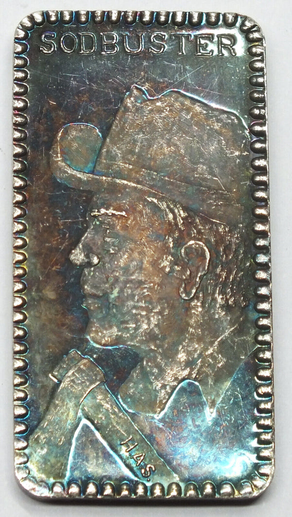 Sodbuster Alvin Sharpe 999 Silver 1 oz Art Bar ingot Medal Hamilton Mint - A644