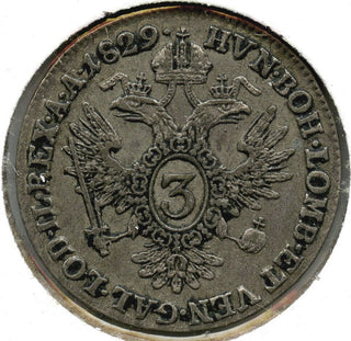 1829-A Austria Silver Coin - 3 Kreuzer - B24