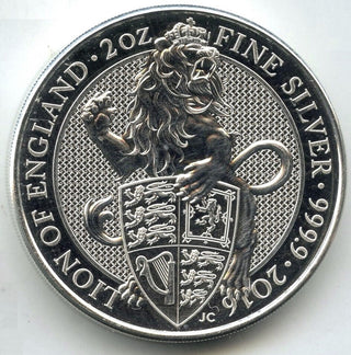 2016 Lion of England 9999 Silver 2 oz Coin 5 Pounds Queen's Beast Britain H110