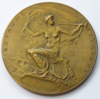 1905 Belgium Liege Universal Exposition Bronze Art Medal Round - G529