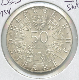 1970 Austria Silver 50 Schillings Innsbruck University Coin- ASW .5787 -DN638