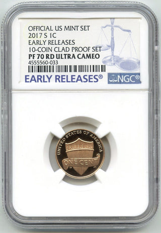 2017-S Lincoln Shield Cent Penny NGC PF70 RD Ultra Cameo Early Releases - G165