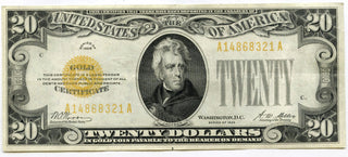 1928 $20 Gold Certificate Currency Note - Twenty Dollars - G929