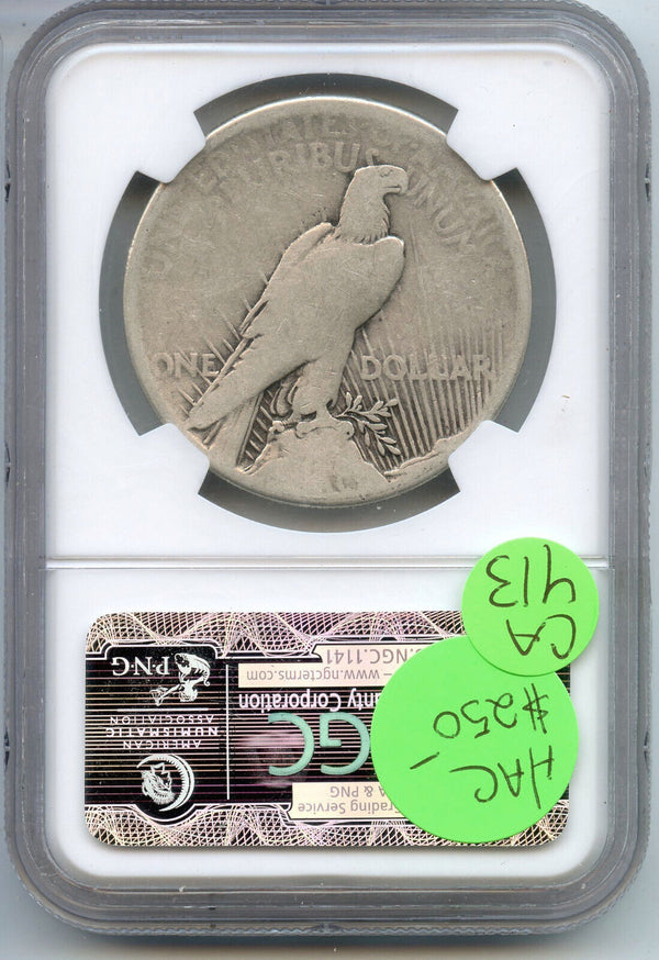 1921 Peace Silver Dollar High Relief NGC VG 8 Certified - CA413