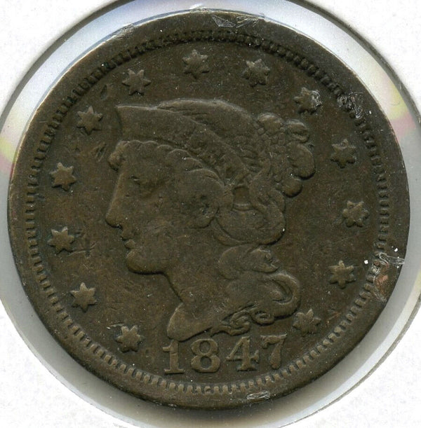 1847 Braided Hair Large Cent Penny - C596