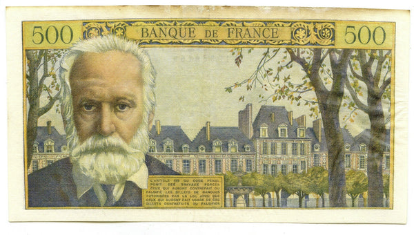 1954 France Currency Banknote 500 Francs - Victor Hugo Note Banque - A395