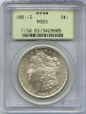 1881-S Morgan Silver Dollar PCGS MS63 -San Francisco Mint-DM487