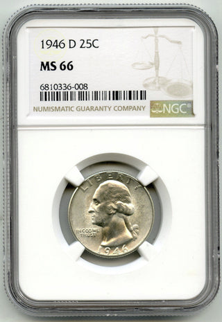 1946-D Washington Silver Quarter NGC MS66 Certified - Denver Mint - G62