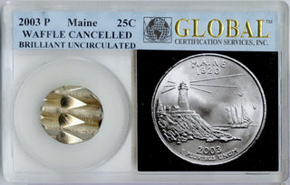 2003 P Maine Mint Quarter Cancelled Waffled Error Limited Edition Coin - DN097