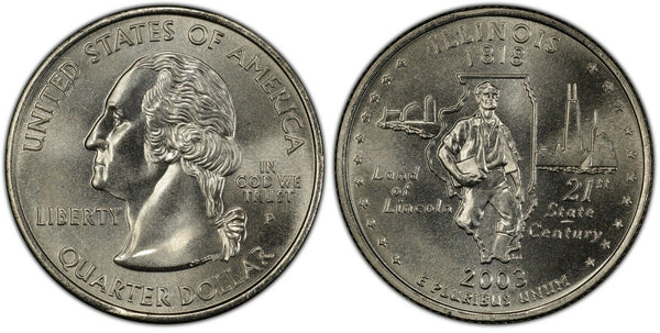 2003-P Illinois Statehood Quarter 25C Uncirculated Coin Philadelphia mint 041