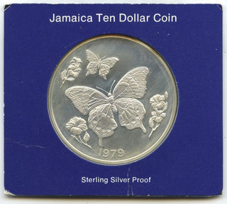 1979 Jamaica $10 Butterfly Coin Sterling Silver Proof - Franklin Mint - E470