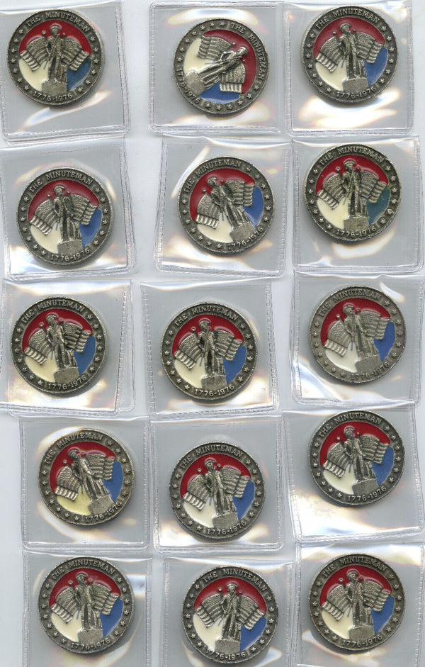 Minuteman 1776 - 1976 Bicentennial Enameled Medal Revolution Lot 44 Rounds H192