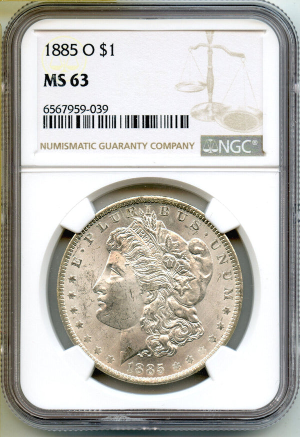 1885-O Morgan Silver Dollar NGC MS63 Certified - New Orleans Mint - A108