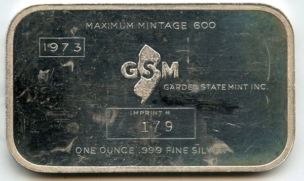 Energy Crisis 1973 - 1974 Art Bar 999 Silver 1 oz Ingot Medal GSM Vintage A101