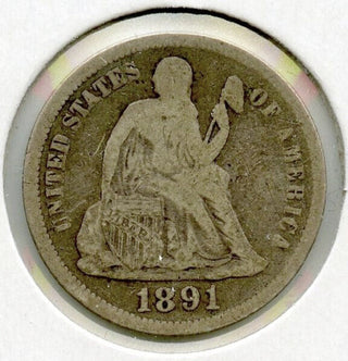 1891 P Seated Liberty Silver Dime - Philadelphia Mint - DN730