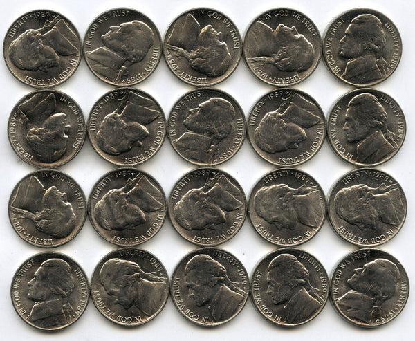 1989 Jefferson Nickels 40-Coin Roll - Philadelphia Mint - Uncirculated - B414