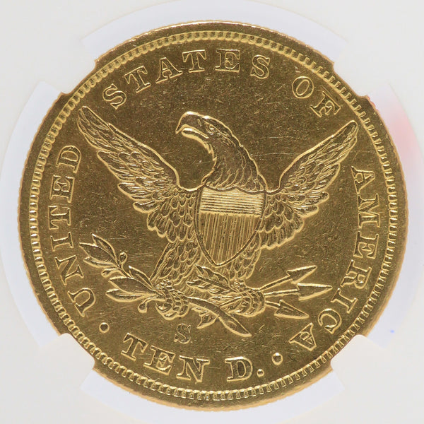 1864-S $10 Gold Liberty NGC AU Details Certified Coin - Cleaned - JJ255