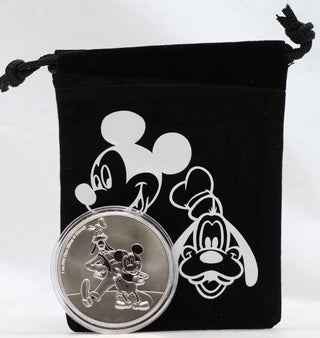 2021 Mickey & Goofy Disney 1 oz 999 Silver Coin Niue $2 BU with Pouch Bag JL413