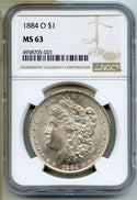 1884-O Morgan Silver Dollar NGC MS63 Certified $1 New Orleans Mint - BQ607